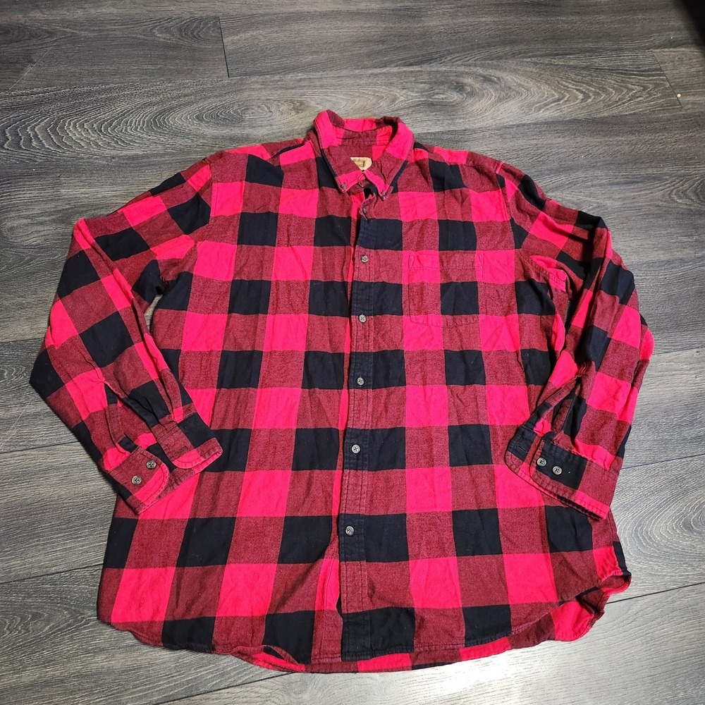 The Foundry Supply Co Shirt Mens XLT Red Plaid Flannel Long Sleeve Button-Down